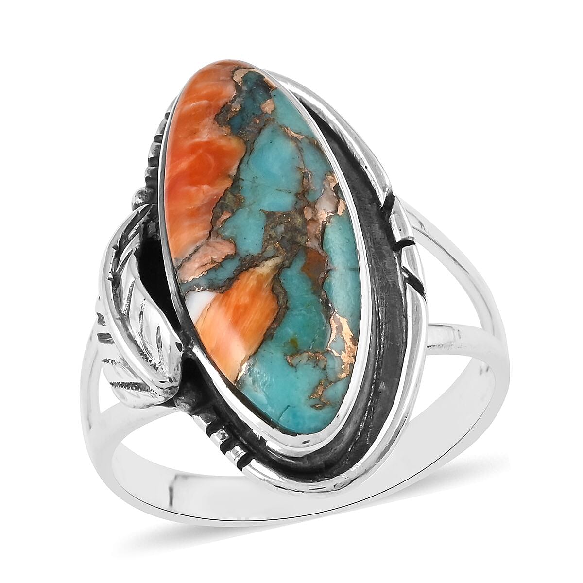 SANTA FE Style Coral Ring in Sterling Silver (Size 6) 4.45 ctw image number 0