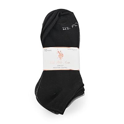 Closeout US POLO ASSN 10 Pairs Women's Low Cut Socks (Sizes 4-10) -Gray