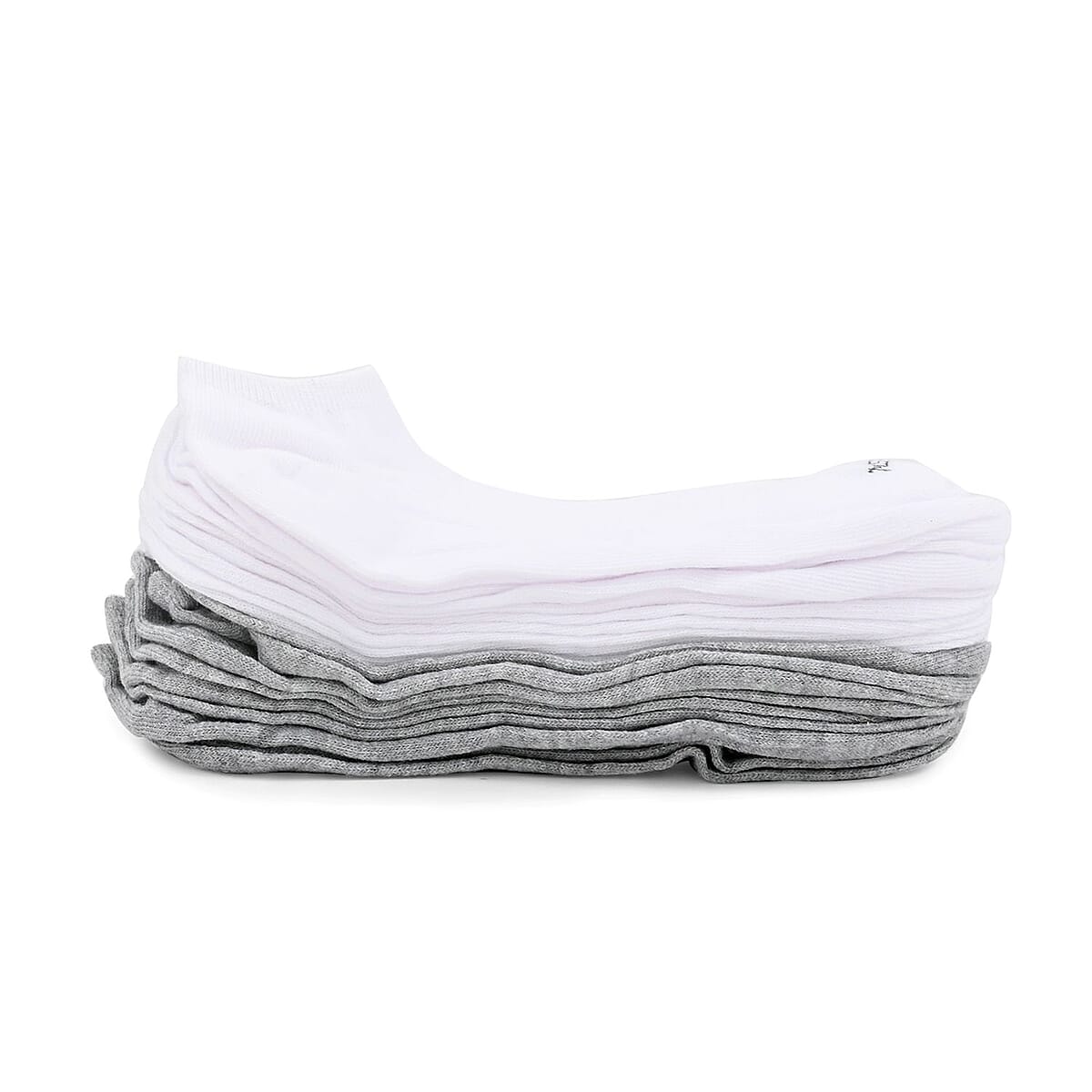 Closeout US POLO ASSN 10 Pairs Women's Low Cut Socks (Sizes 4-10) -Gray/White image number 2