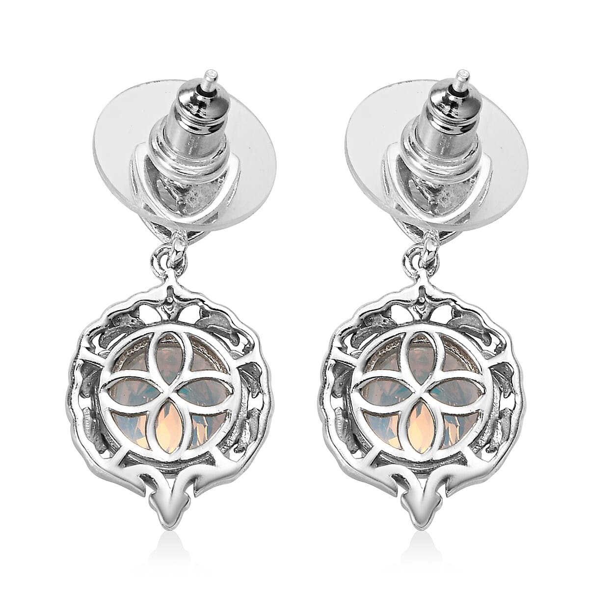 Mercury Mystic Topaz and White Zircon Dangling Earrings in Platinum Over Sterling Silver 7.40 ctw image number 3