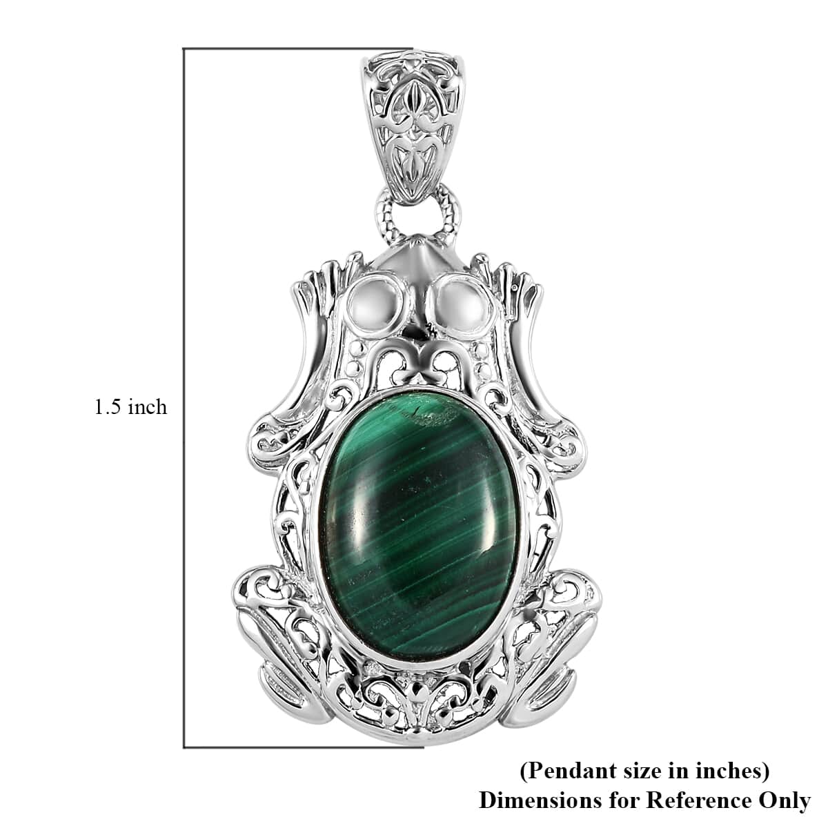 African Malachite Solitaire Pendant in Platinum Over Copper with Magnet 13.25 ctw image number 4