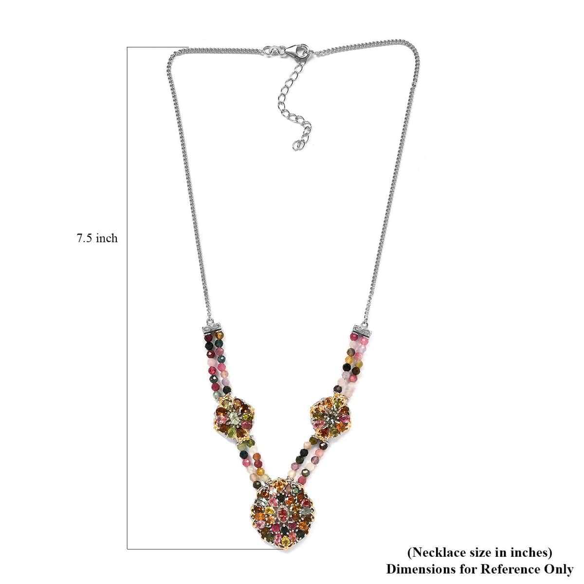 Multi-Tourmaline Cluster Necklace 18 Inches in Platinum Over Sterling Silver 25.85 ctw image number 5