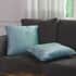 Set of 2 Blue Solid Velvet Cushion Cover with Pom Pom (18"x18") image number 1