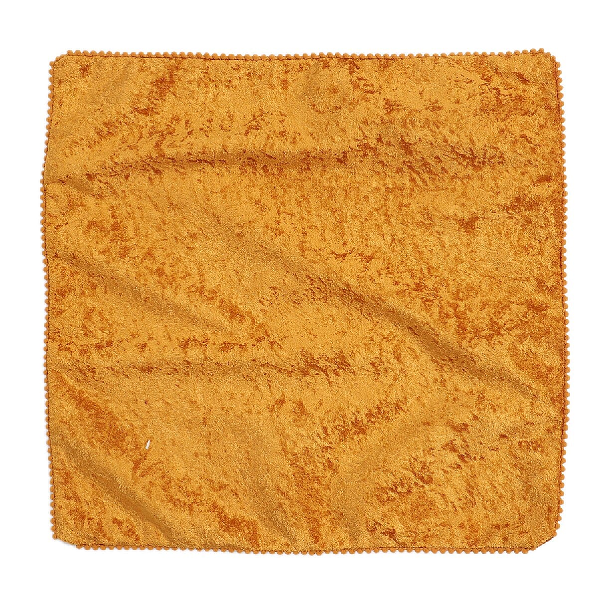 Set of 2 Light Orange Solid Velvet Cushion Cover with Pom Pom image number 2