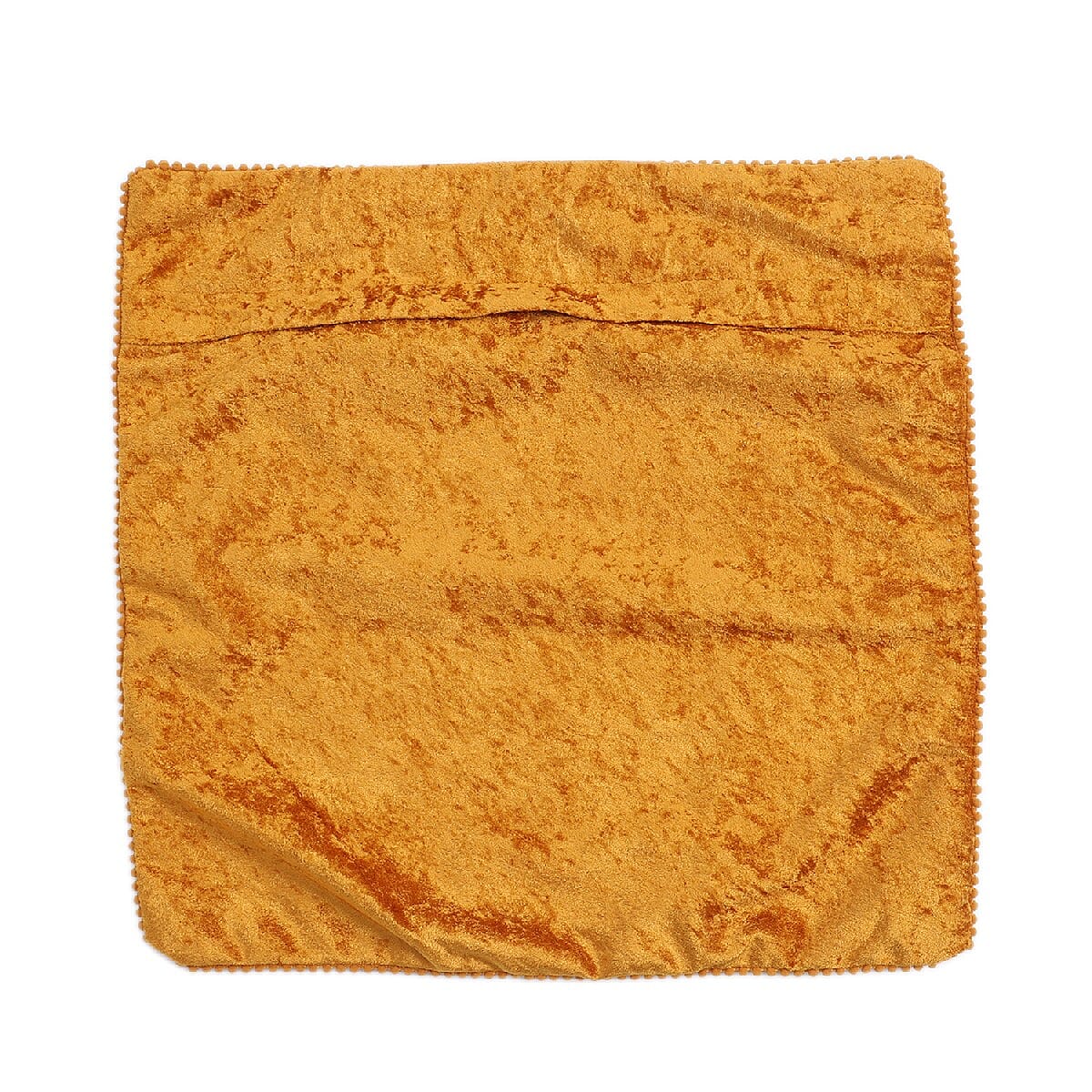 Set of 2 Light Orange Solid Velvet Cushion Cover with Pom Pom image number 3