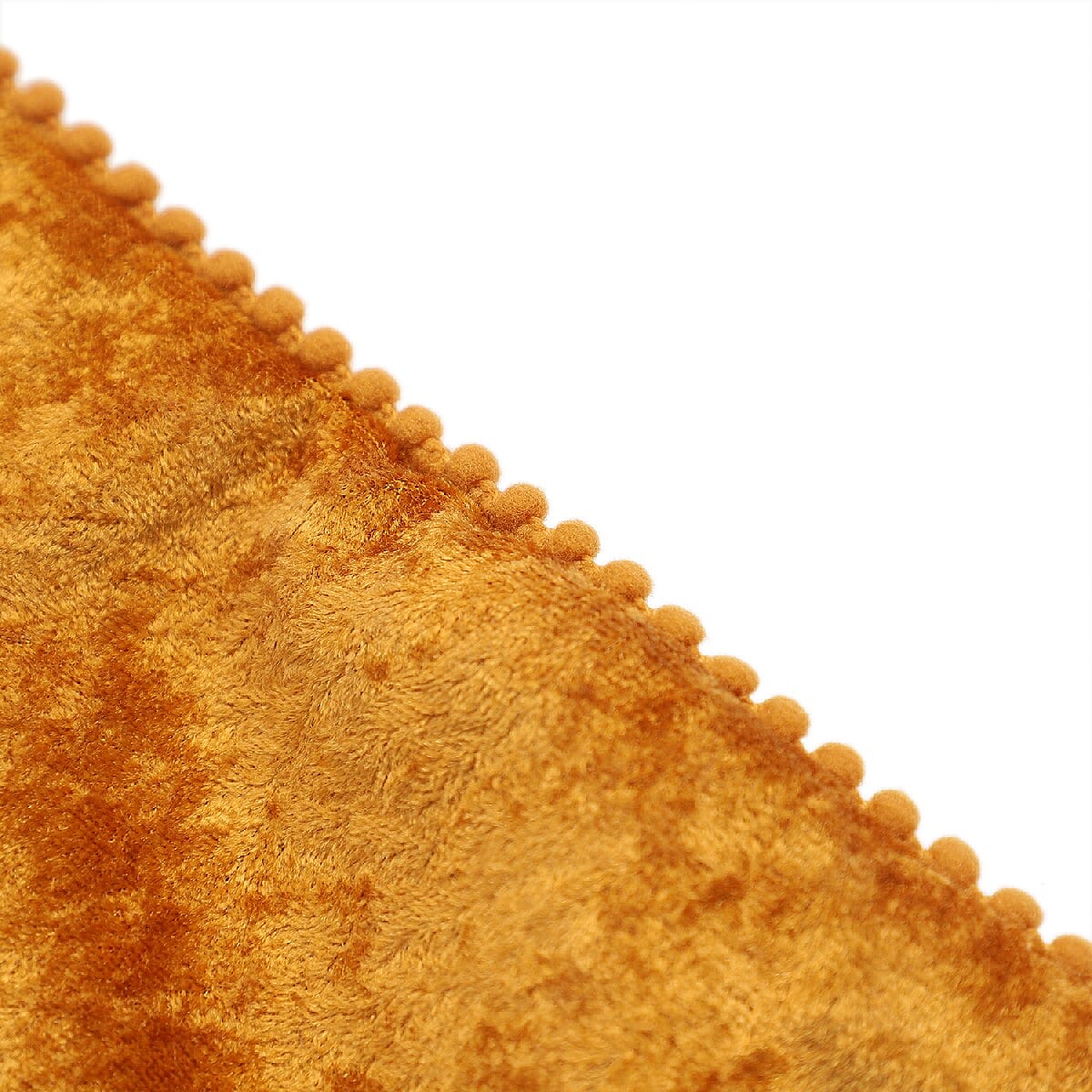 Set of 2 Light Orange Solid Velvet Cushion Cover with Pom Pom image number 5