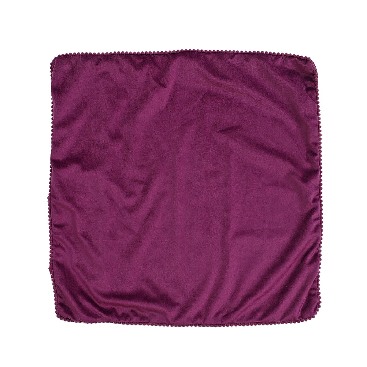 Set of 2 Purple Solid Velvet Cushion Cover with Pom Pom image number 2