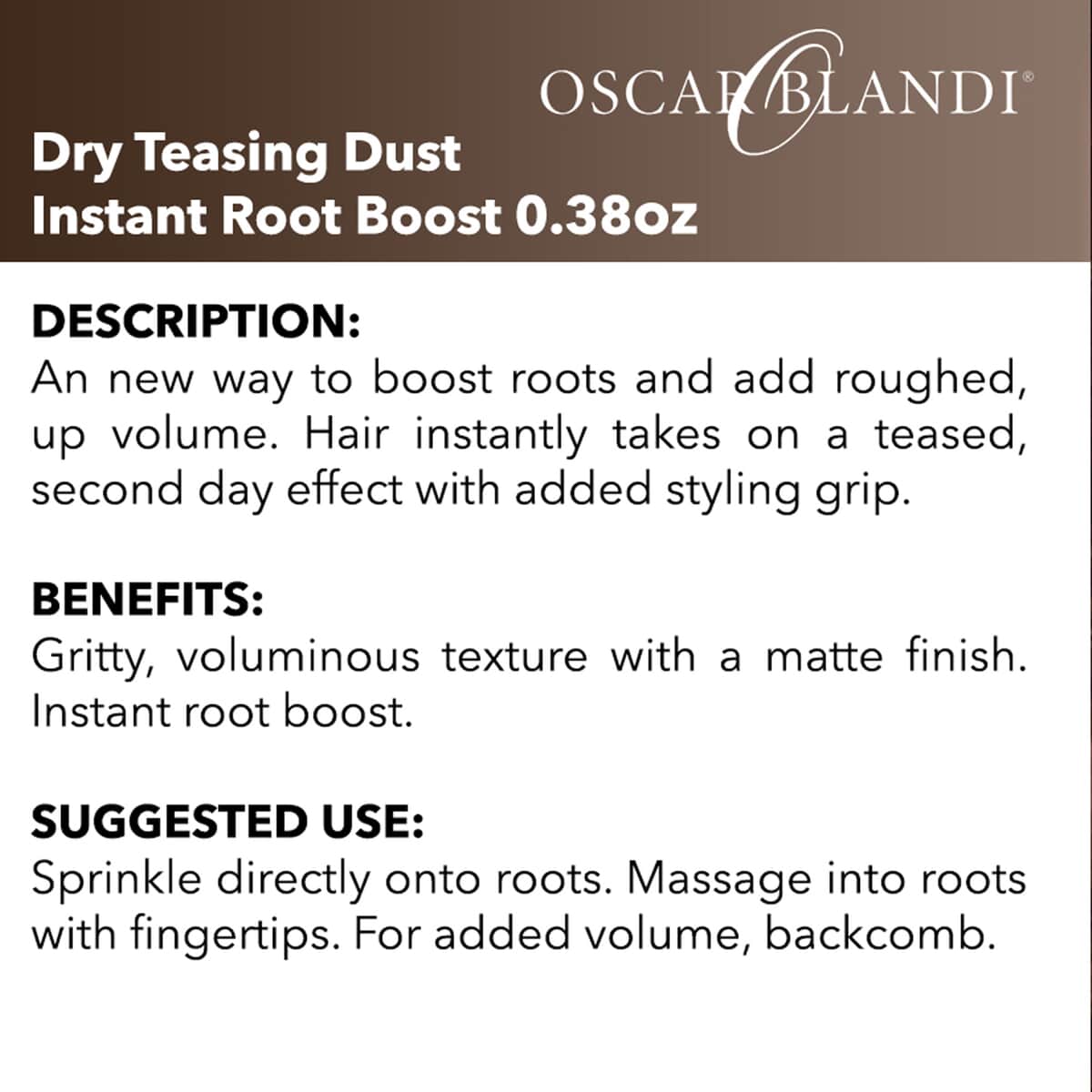 Oscar Blandi Dry Teasing Dust Instant Root Boost .38 oz. image number 2
