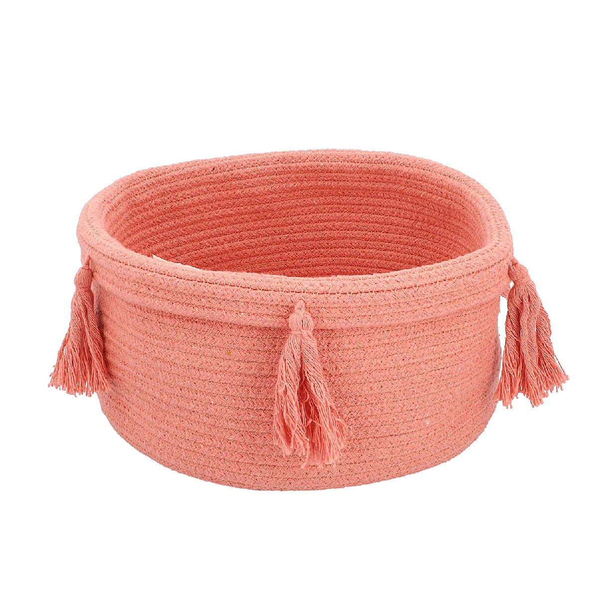 Light Pink Braided Rope Woven Multipurpose Basket image number 0