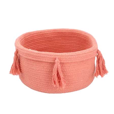 Light Pink Braided Rope Woven Multipurpose Basket image number 0