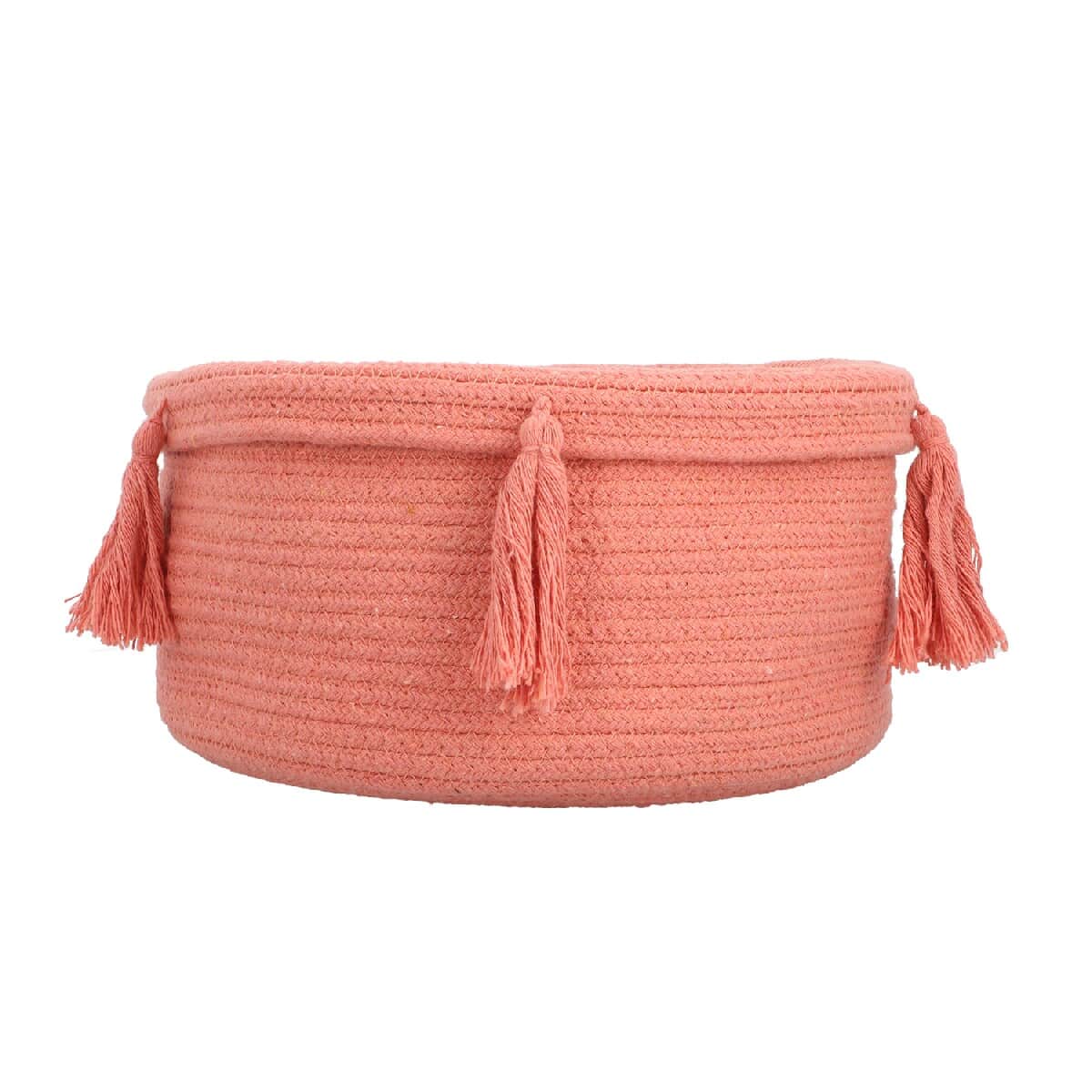 Light Pink Braided Rope Woven Multipurpose Basket image number 4