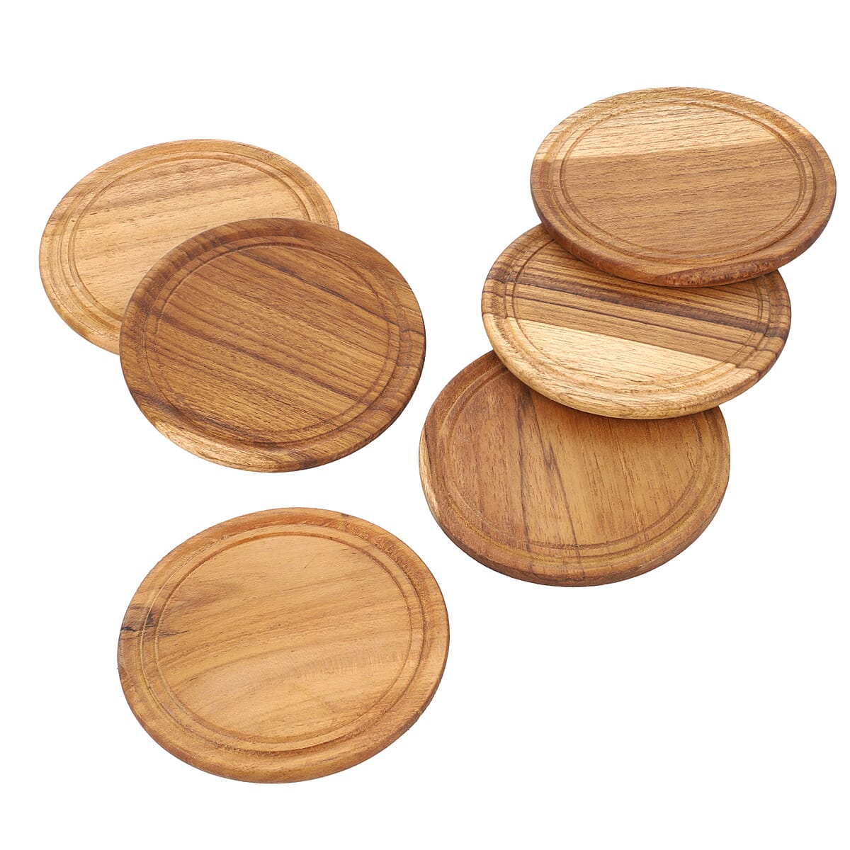 Set of 4 Handcrafted Teak Wooden Coasters  with Hand Carved Stand image number 6