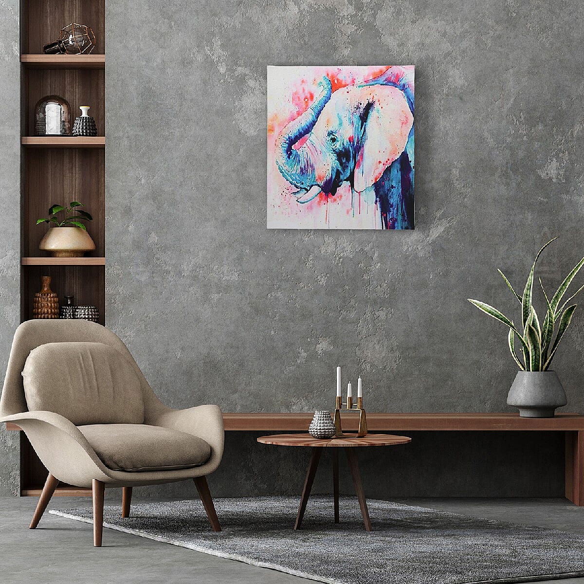 Canvas Framed Digital Elephant Print Wall Hanging Painting