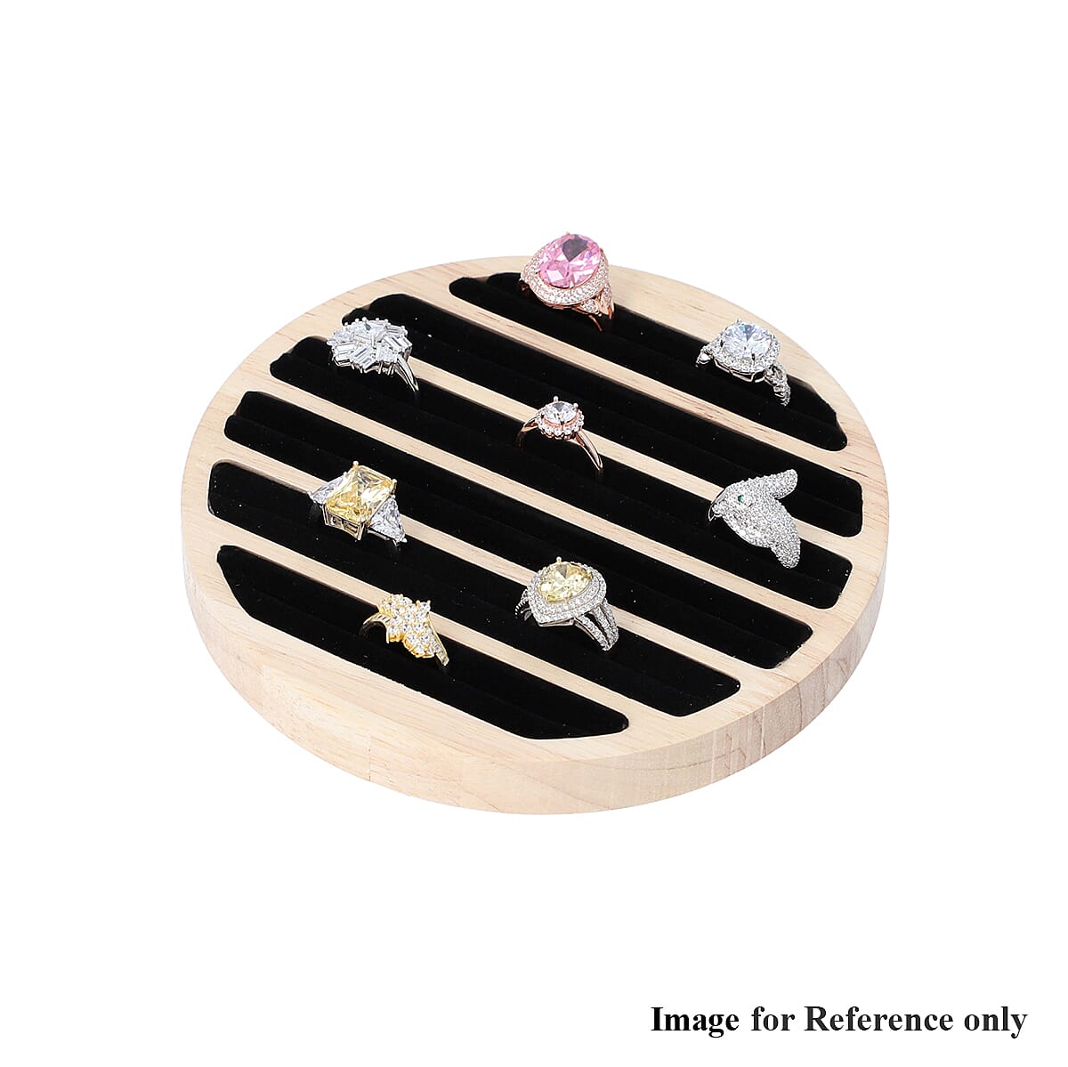 Black Velvet & Round Bamboo Ring Tray