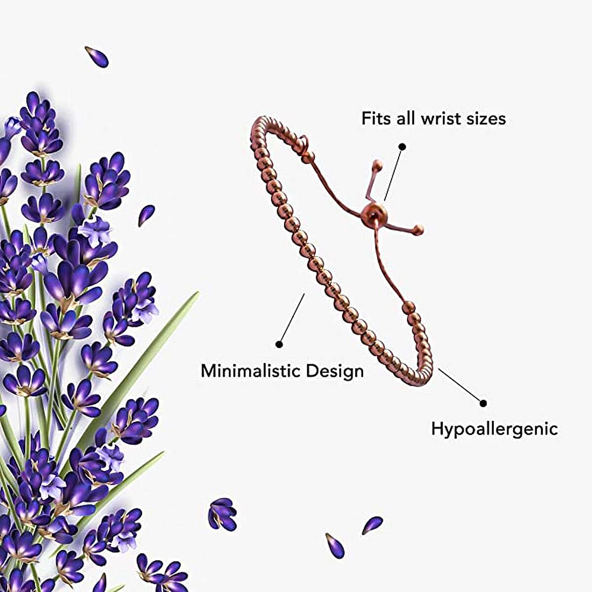 14K Rose Gold Over Sterling Silver Bolo Beaded Bracelet 4 Grams image number 4