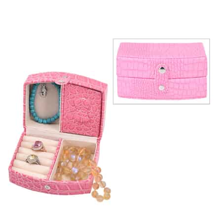 Buy Pink Crocodile Skin Pattern 2 Layer Jewelry Box with Mirror & Lock ,  Jewelry Storage Box for Women , Jewelry Case , Jewelry Organizer at ShopLC.