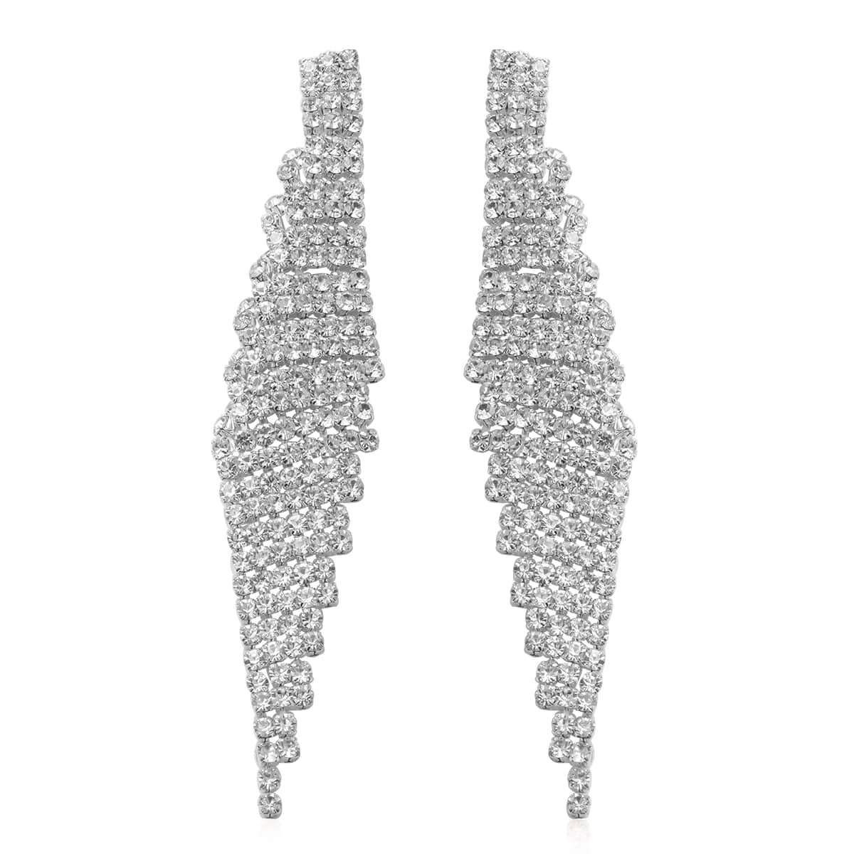 White Crystal Earrings in Silvertone image number 0