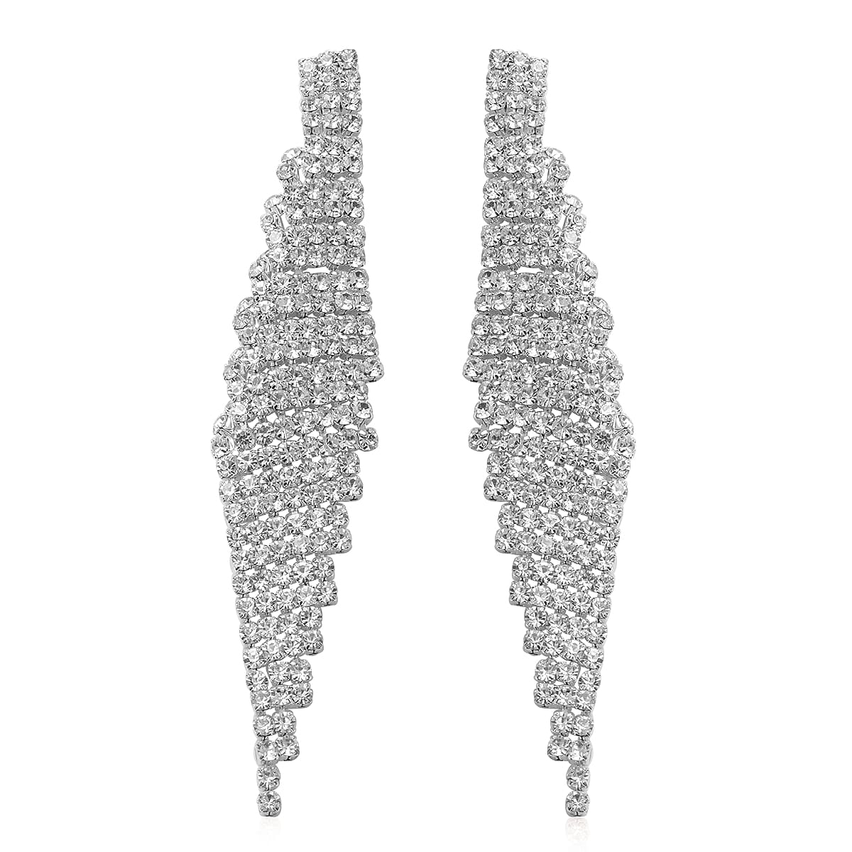 White Crystal Earrings in Silvertone image number 0