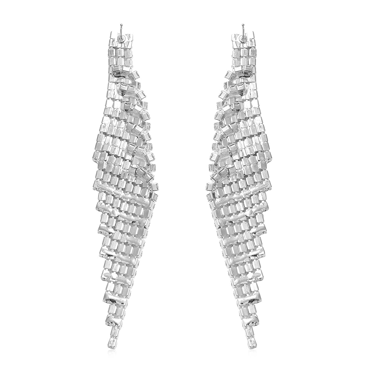 White Crystal Earrings in Silvertone