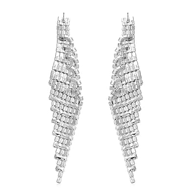 White Crystal Earrings in Silvertone