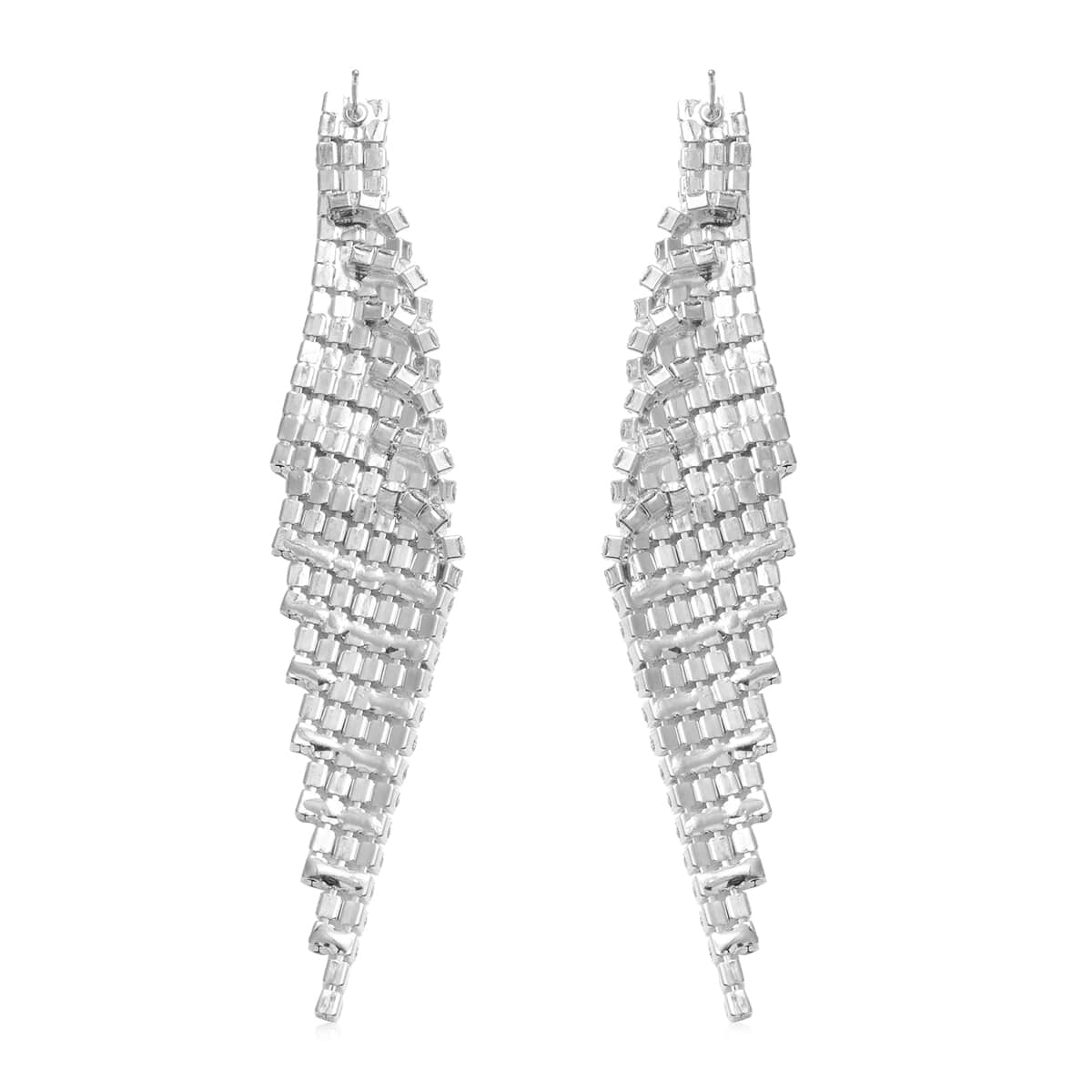 White Crystal Earrings in Silvertone image number 3