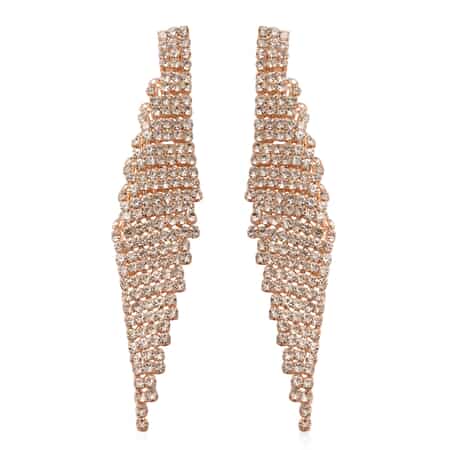 White Crystal Earrings in Goldtone 1.01 ctw image number 0
