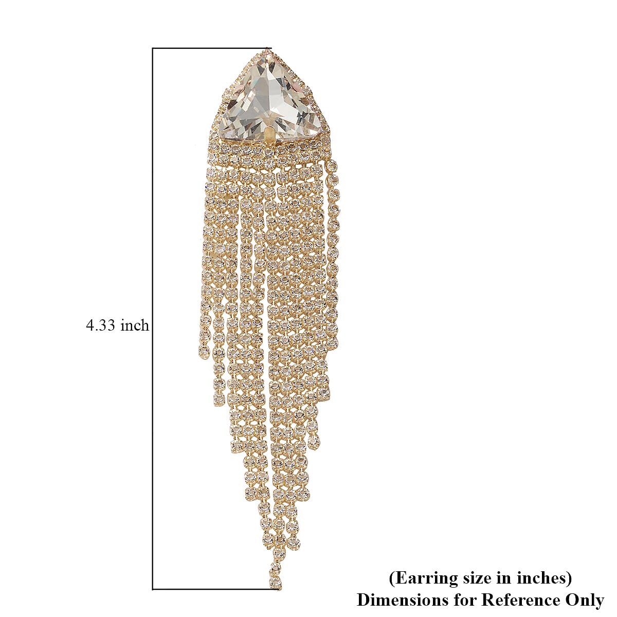 White Austrian Crystal and White Glass Dangle Chain Tassel Earrings in Goldtone image number 4