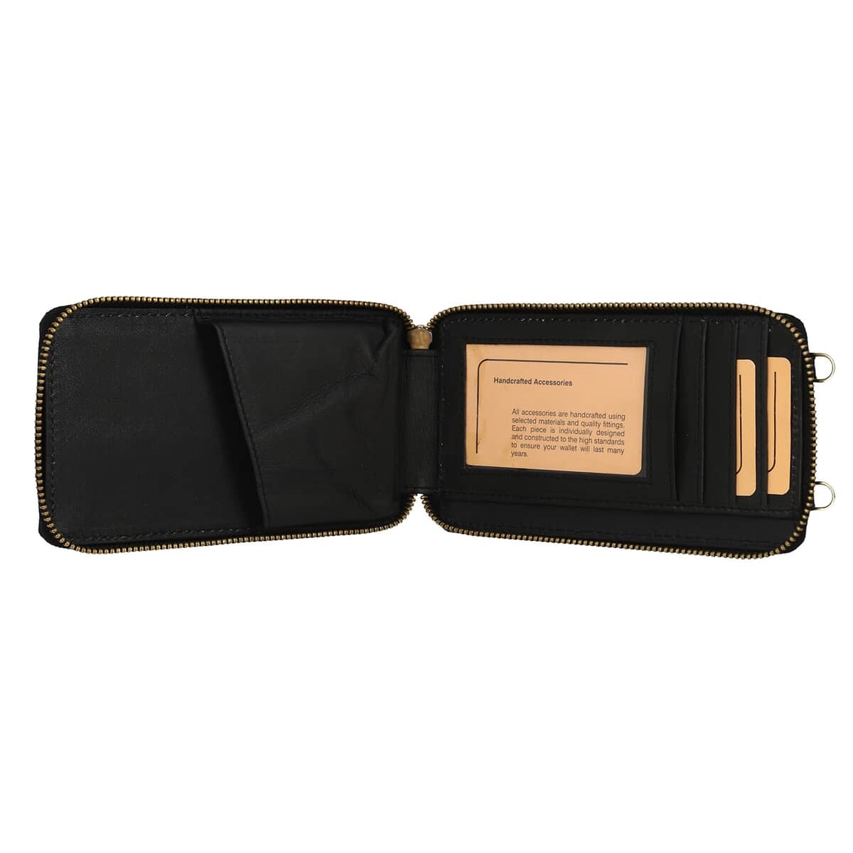 Black Genuine Leather Croco Embossed RFID Wallet with Wristley Handle image number 5