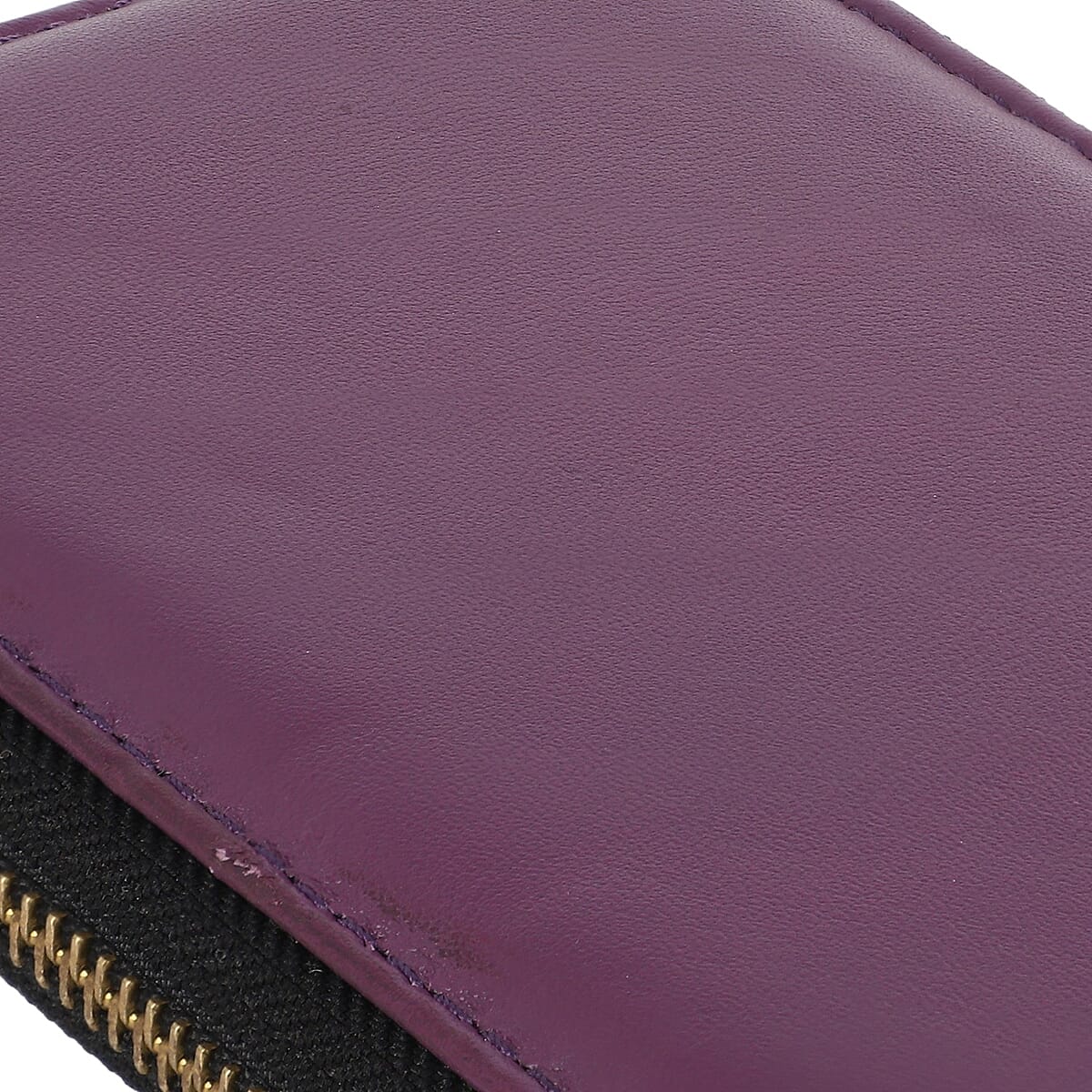 Hong Kong Closeout Purple 100% Genuine Leather RFID Sling Crossbody Wallet image number 4