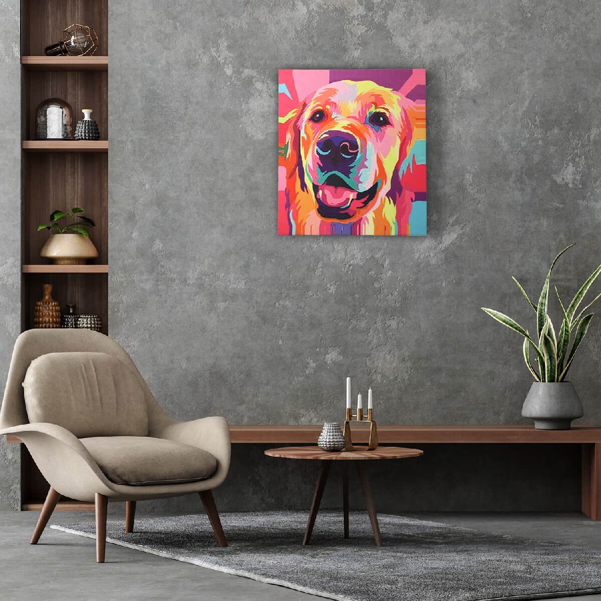 Canvas Framed Digital Dog Print Wall Hanging Painting image number 1