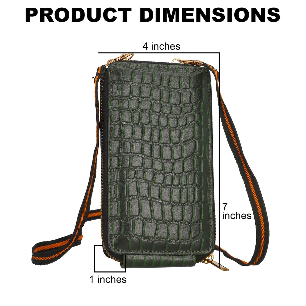Dark Green Crocodile Embossed RFID Genuine Leather Crossbody Bag for Women with Wristlet Handle | Shoulder Purse | Crossbody Handbags | Designer Crossbody | Leather Handbags image number 3