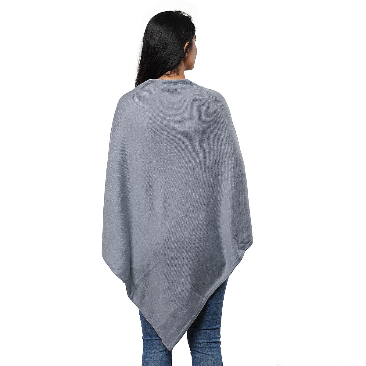 Passage Light Gray 100% Cashmere Woolen Poncho for Women , Cashmere Poncho , Women Capes , Poncho Scarf image number 1