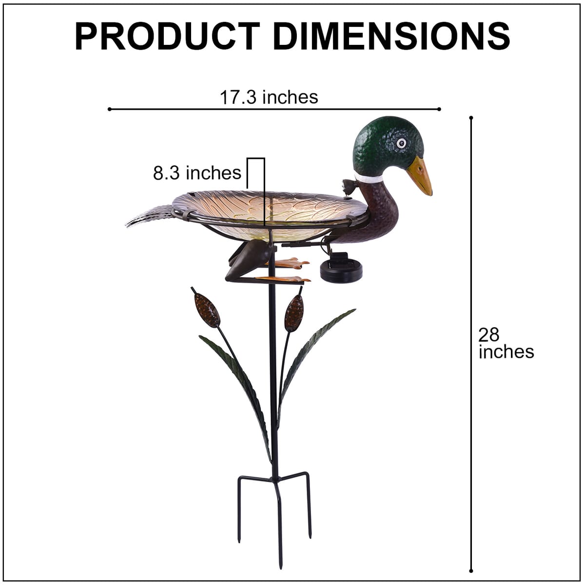 Duck-shaped Garden Birdbath with Solar Light (300 mAh) image number 3