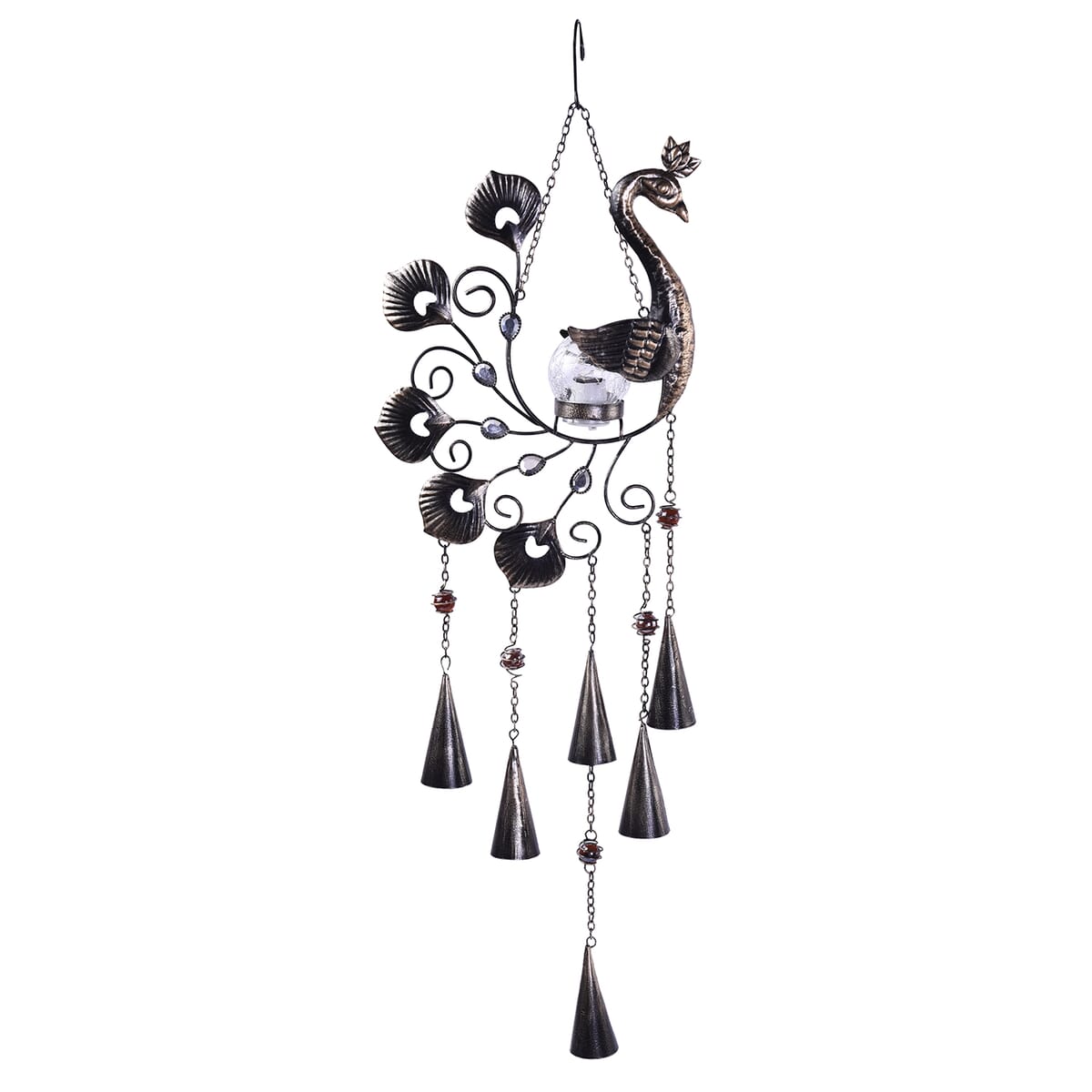 HOMESMART Peacock Shaped Wind Bell with Solar Light (40 mAh) image number 0