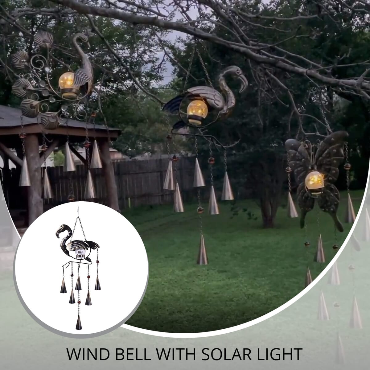 Homesmart Flamingo Shaped Wind Bell with Solar Light (40 mAh) image number 1