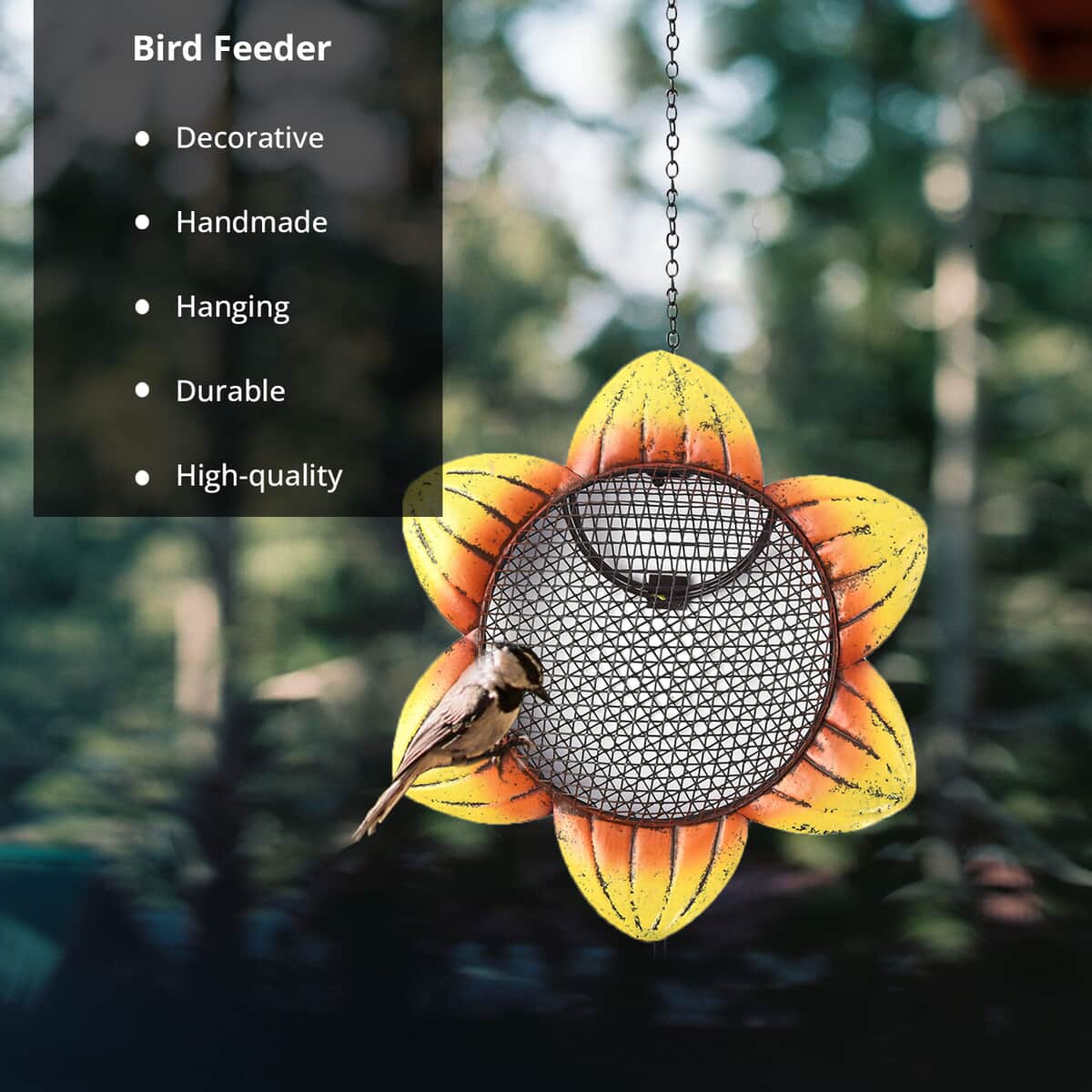 Homesmart Multicolored Handmade Decorative Sunflower Metal Mesh Bird Feeder With Hanging Hook For Garden Decor image number 1