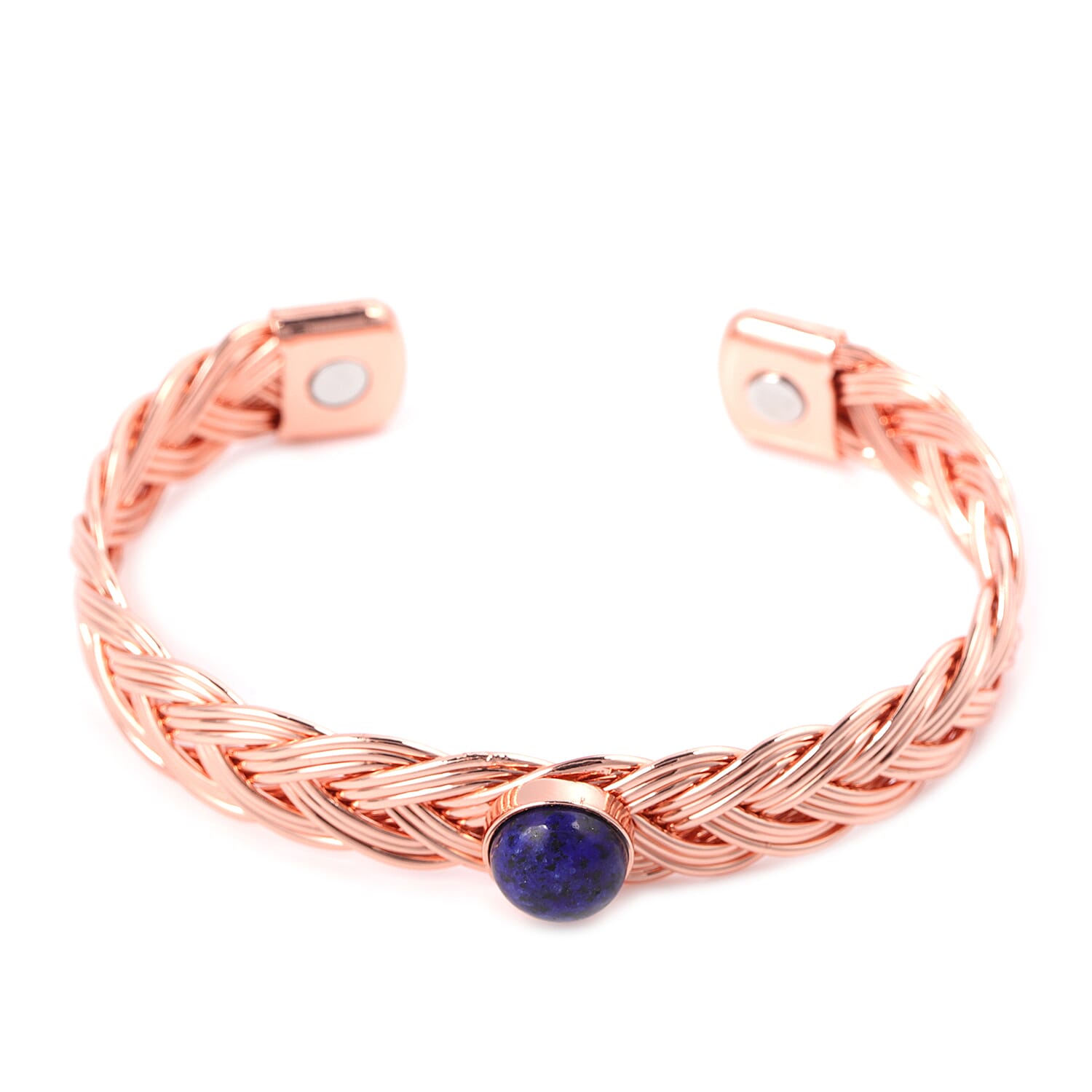 Magnetic By Design Lapis Lazuli Braided Pattern Cuff Bracelet in Copper (7.00 In) 2.00 ctw