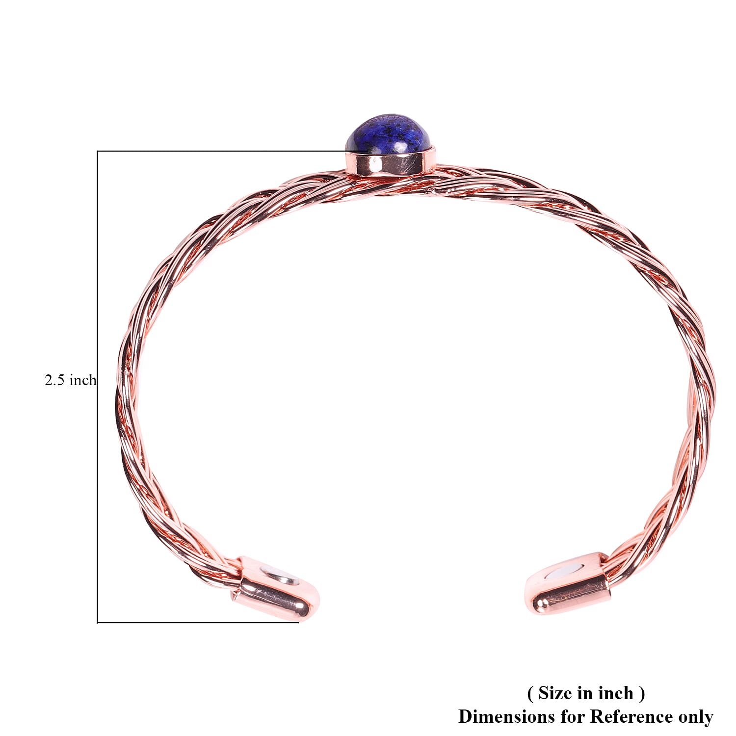 Magnetic By Design Lapis Lazuli Braided Pattern Cuff Bracelet in Copper (7.00 In) 2.00 ctw