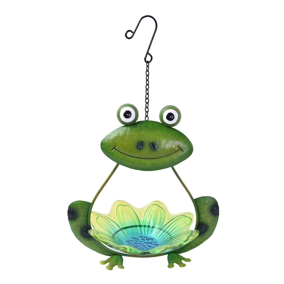 Homesmart Multicolored Handmade Decorative Frog Shape Metal Mesh Bird Feeder With Hanging Hook For Garden Decor image number 0