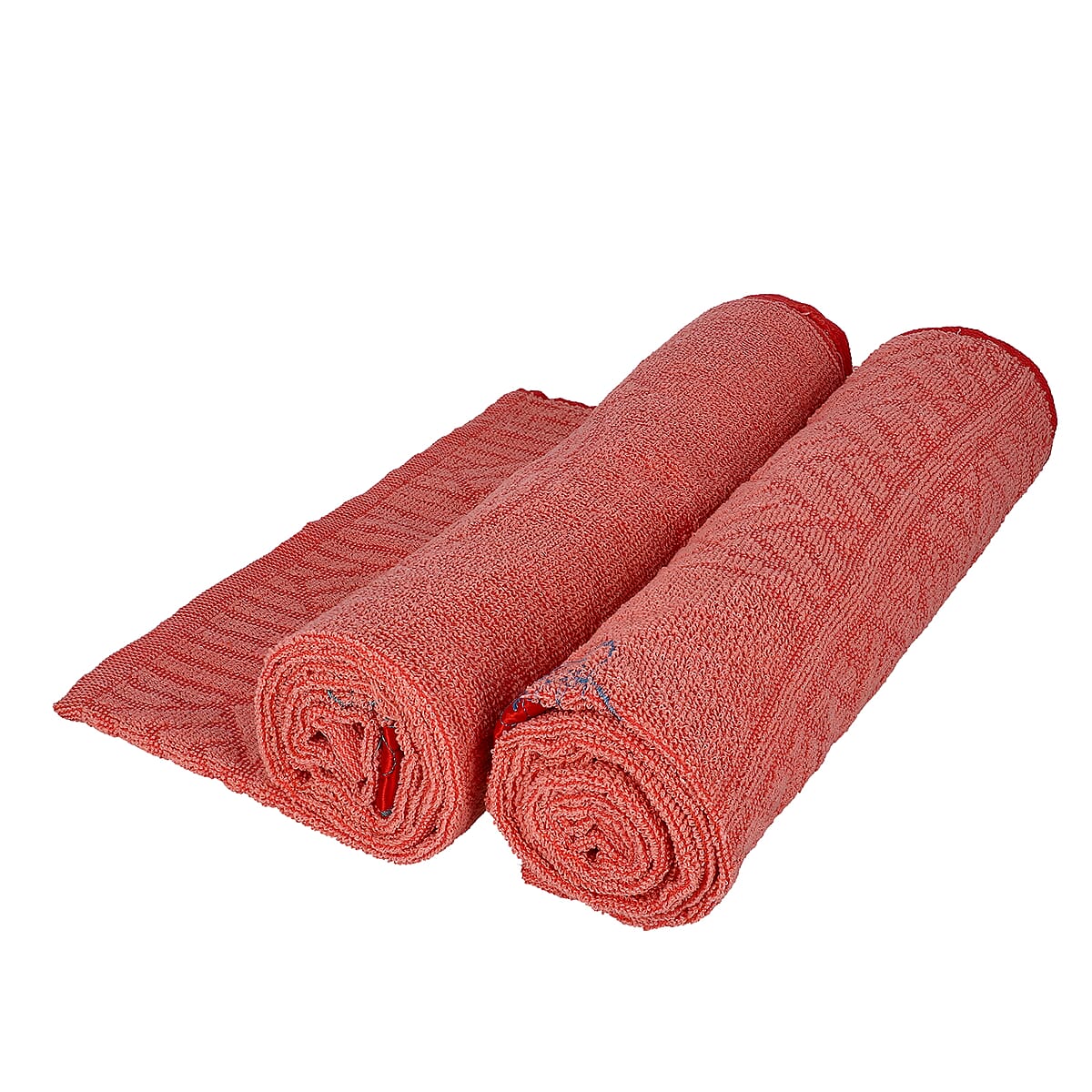 Set of 2 Red 100% Cotton Embroidered Terry Bath Towel (29.5x59) image number 2