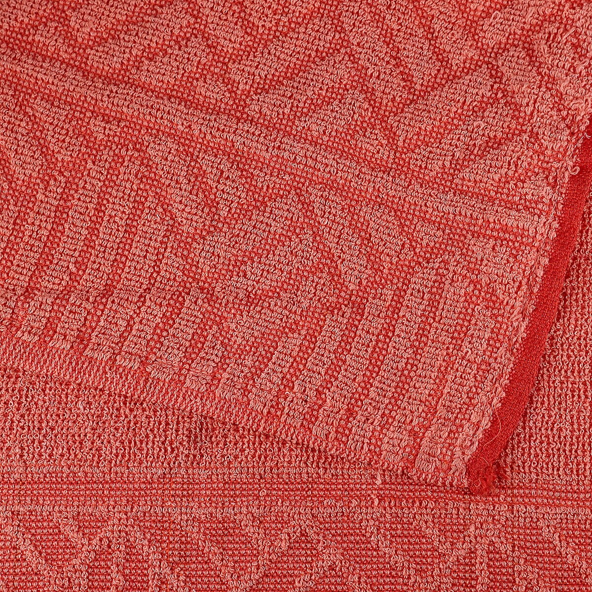 Set of 2 Red 100% Cotton Embroidered Terry Bath Towel (29.5x59) image number 4