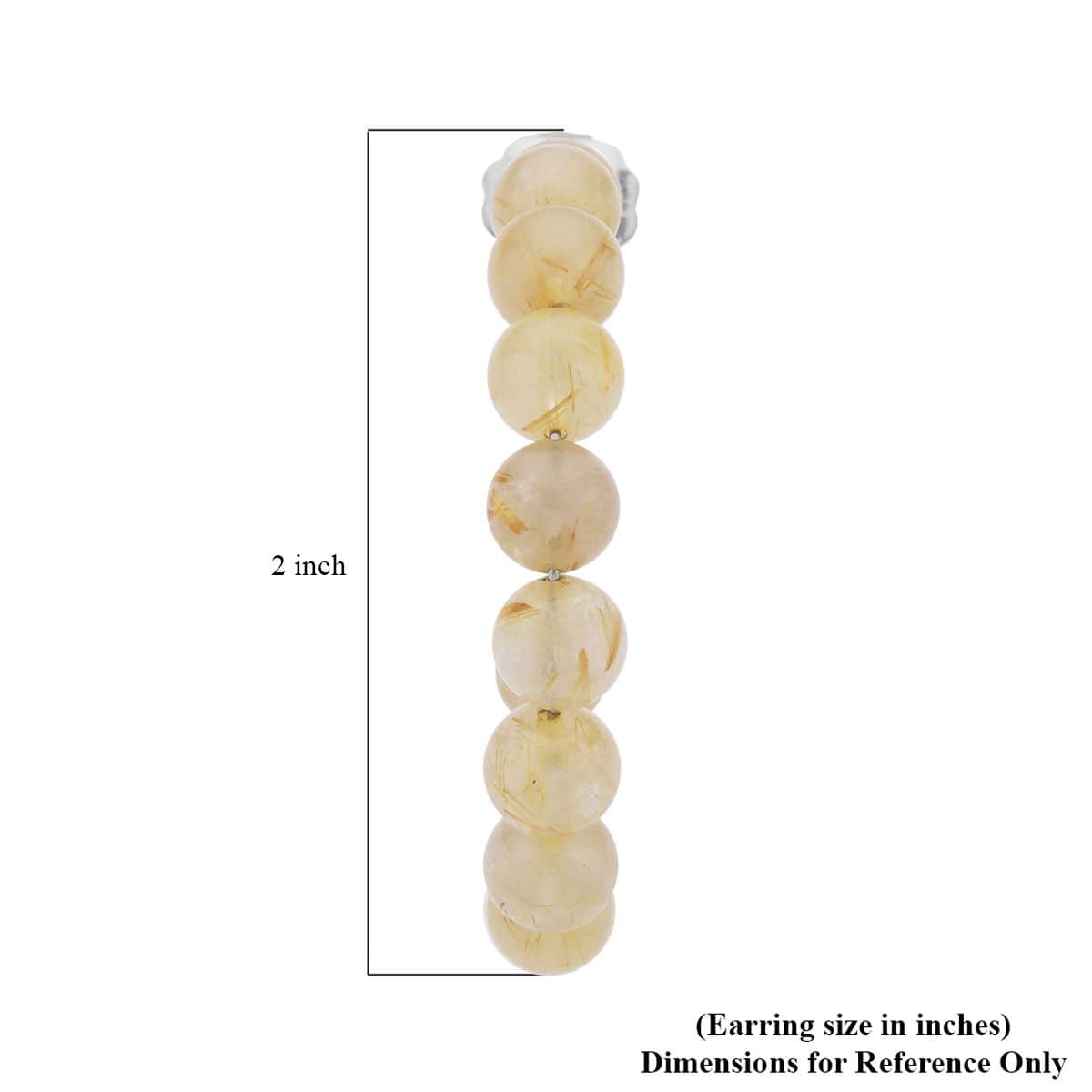 Golden Rutilated Quartz Beaded J-Hoop Earrings in Stainless Steel 72.50 ctw | Tarnish-Free, Waterproof, Sweat Proof Jewelry image number 4