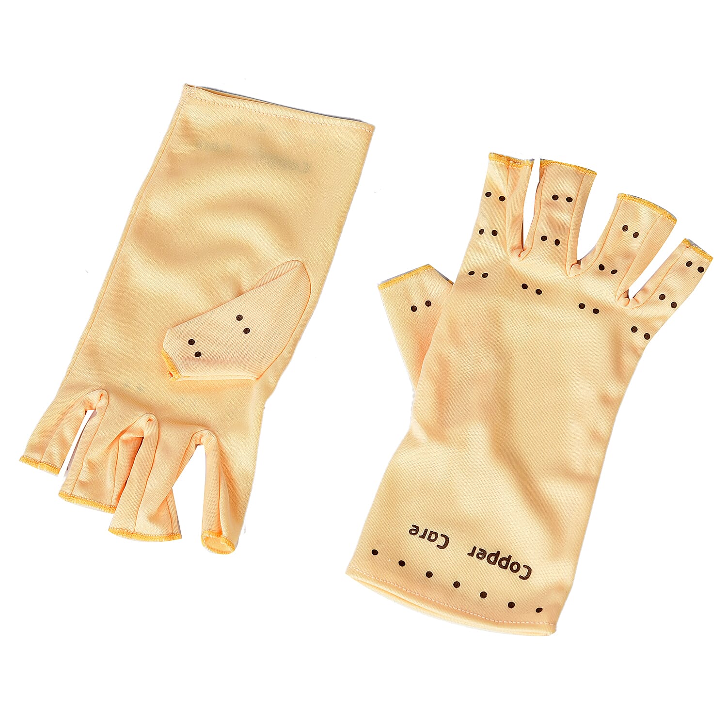 Set of 3 Pairs of Beige Copper Infused Compression Set of Foot, Gloves and Calf Sleeves - L