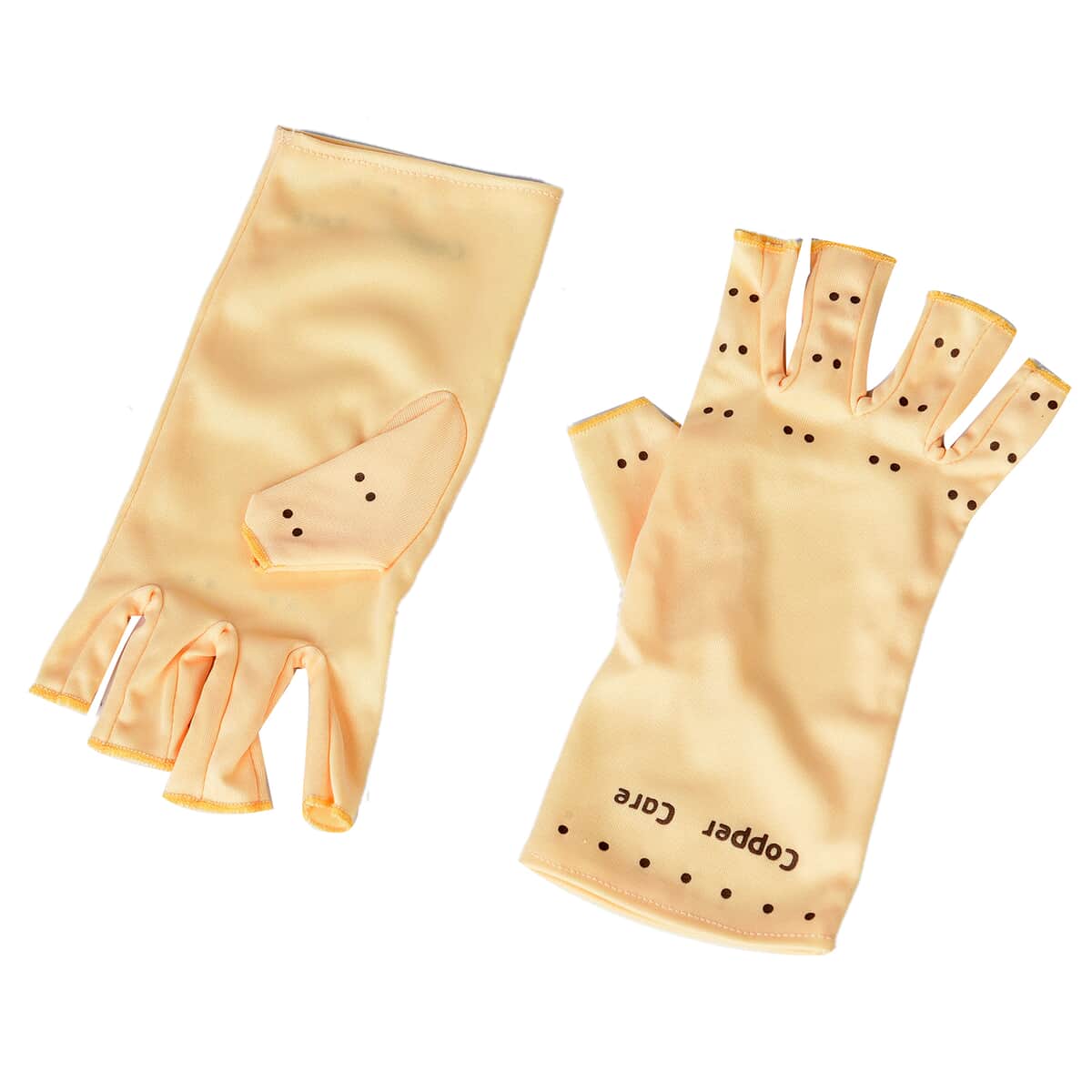 Set of 3 Pairs of Beige Copper Infused Compression Set of Foot, Gloves and Calf Sleeves - L image number 1