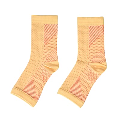 Set of 3 Pairs of Beige Copper Infused Compression Set of Foot, Gloves and Calf Sleeves - L