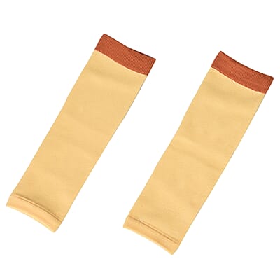 Set of 3 Pairs of Beige Copper Infused Compression Set of Foot, Gloves and Calf Sleeves - L