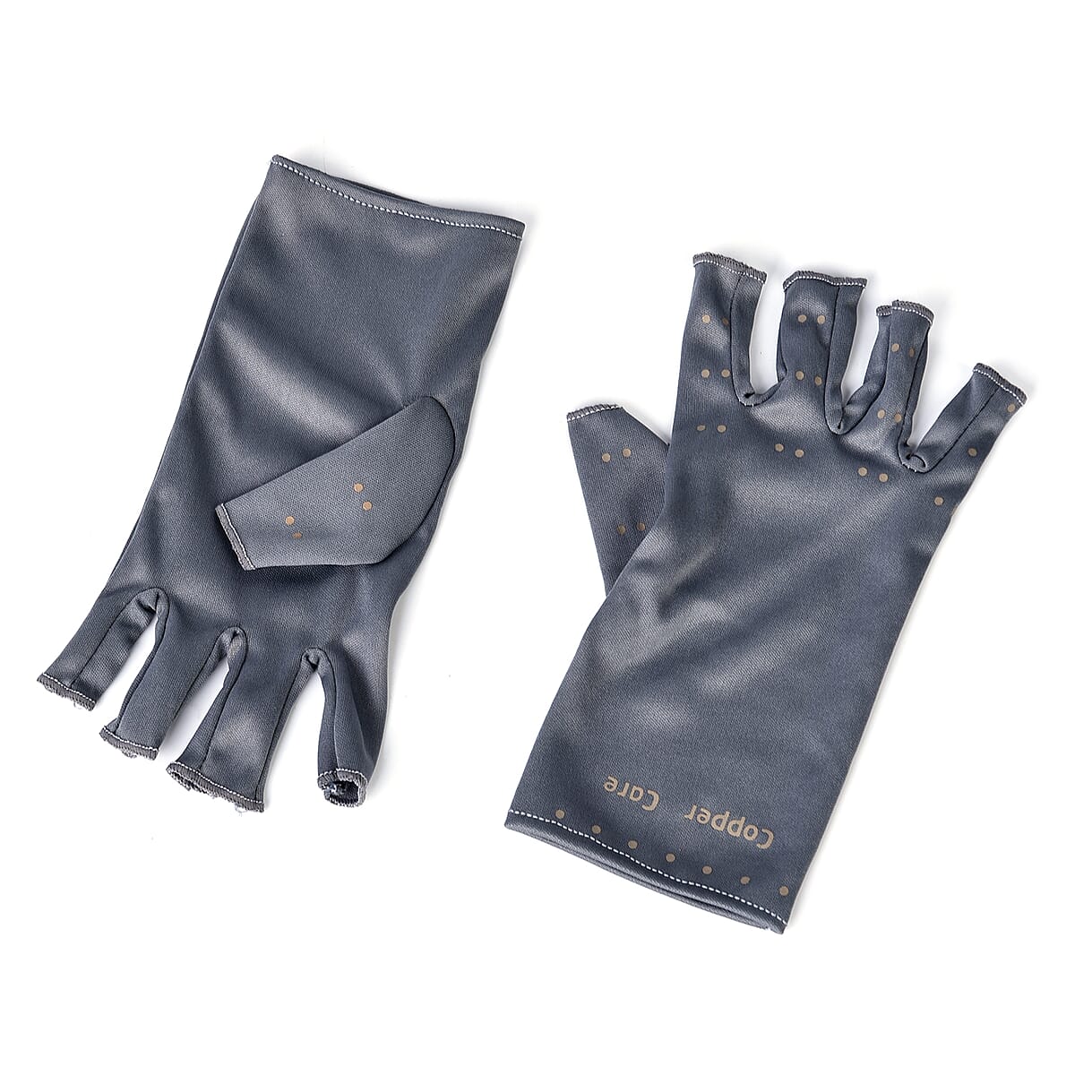 Set of 3 Pairs of Gray Copper Infused Compression Set of Foot, Gloves and Calf Sleeves - M image number 1