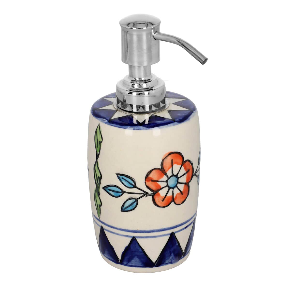 Set Of 2 Multi Color Hand Painted Floral Ceramic Soap Dispenser image number 1