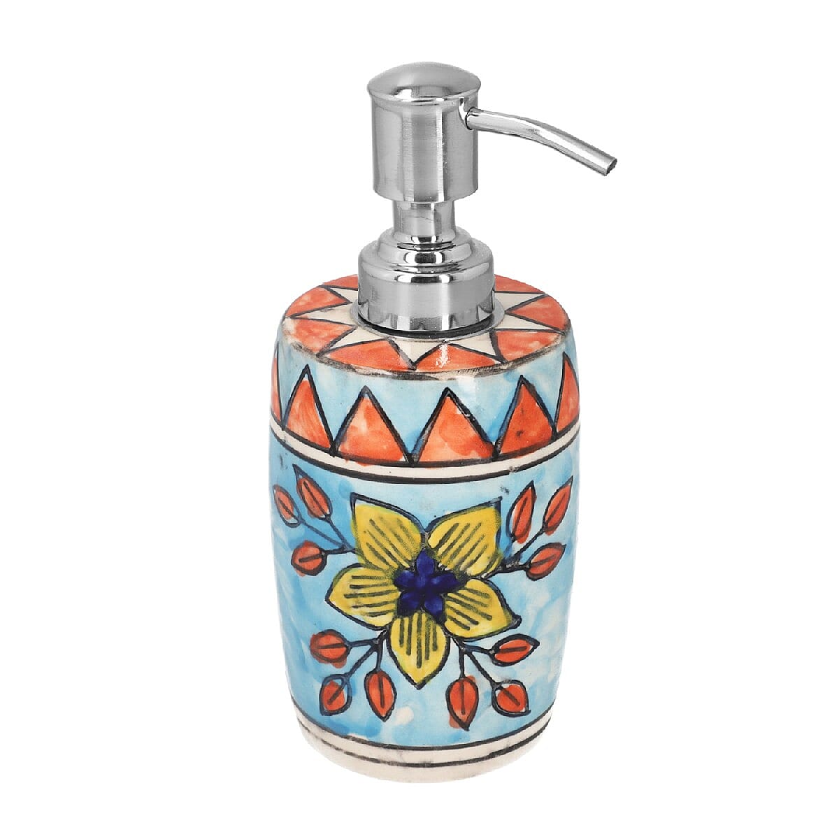 Set Of 2 Multi Color Hand Painted Floral Ceramic Soap Dispenser image number 2