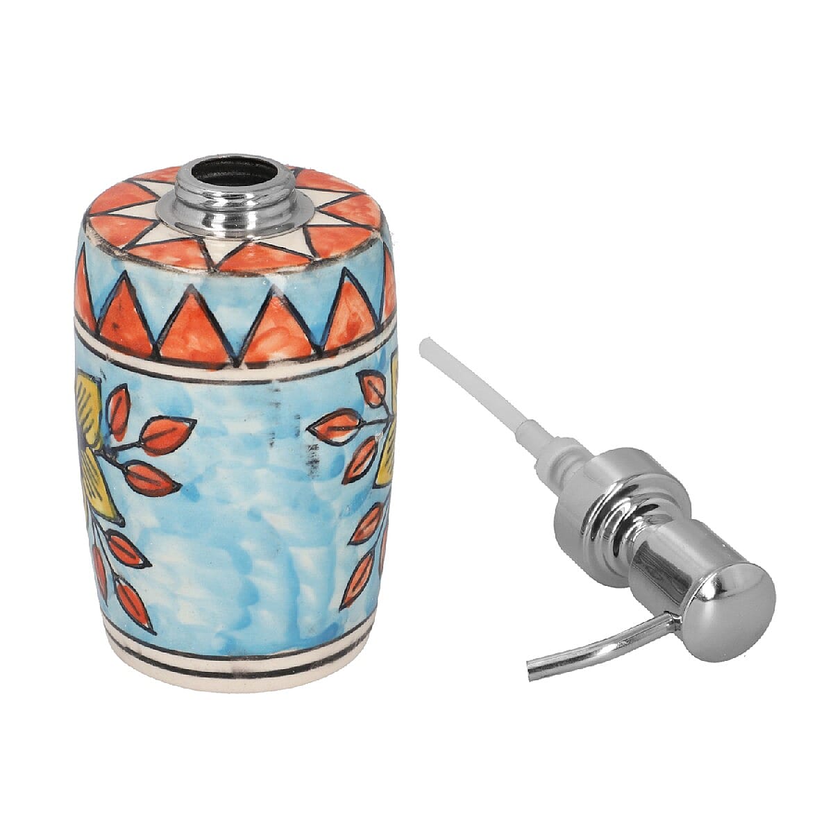 Set Of 2 Multi Color Hand Painted Floral Ceramic Soap Dispenser image number 3